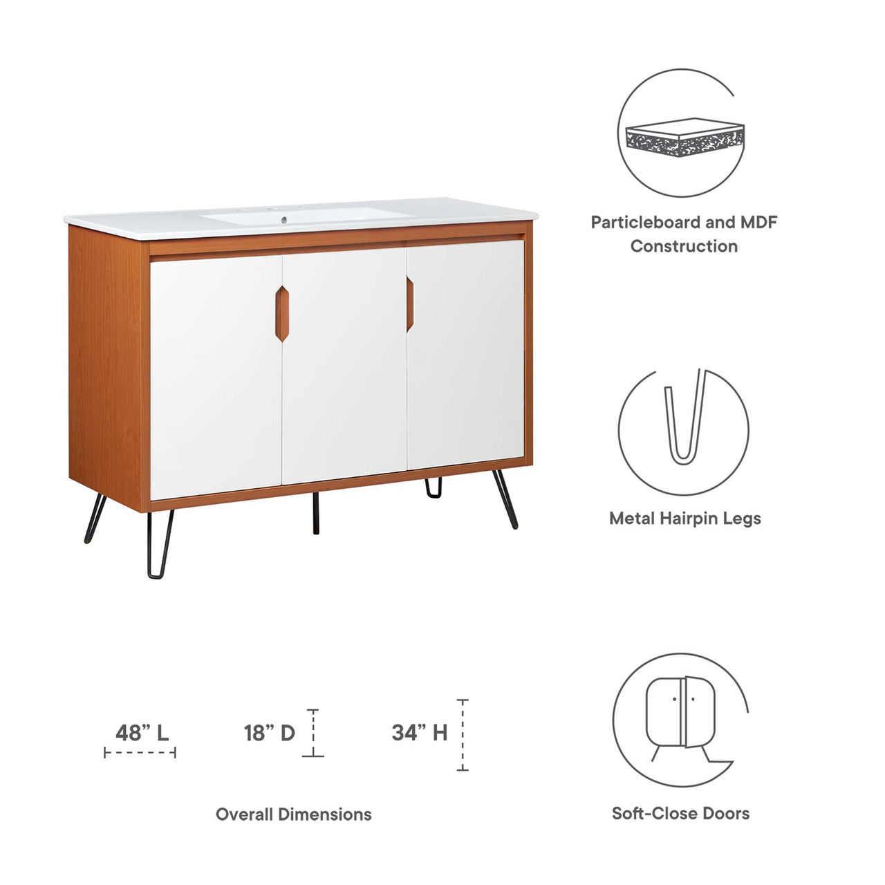 Starfire Vanity Unit, Extra Large, Coral & White