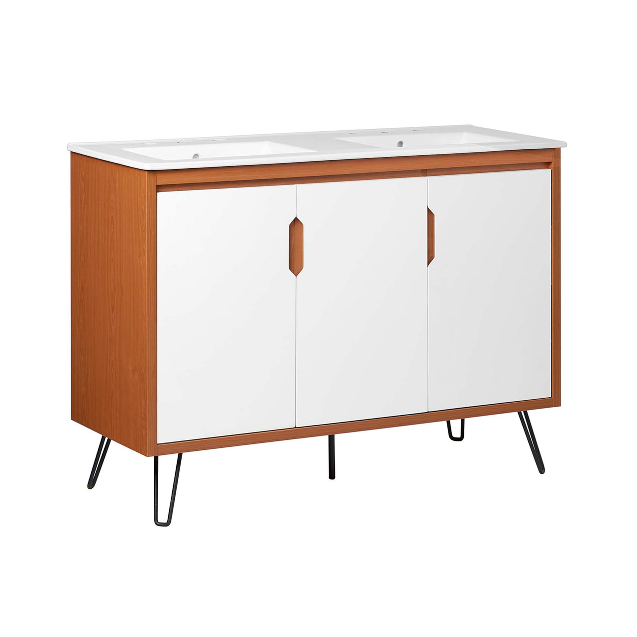 Starfire Double Sink Vanity Unit, Extra Large, Coral & White