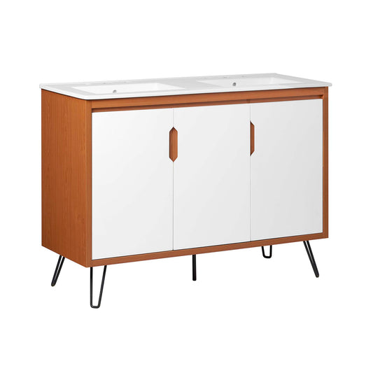 Starfire Double Sink Vanity Unit, Extra Large, Coral & White