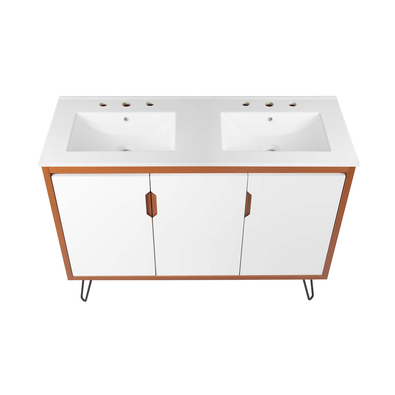 Starfire Double Sink Vanity Unit, Extra Large, Coral & White
