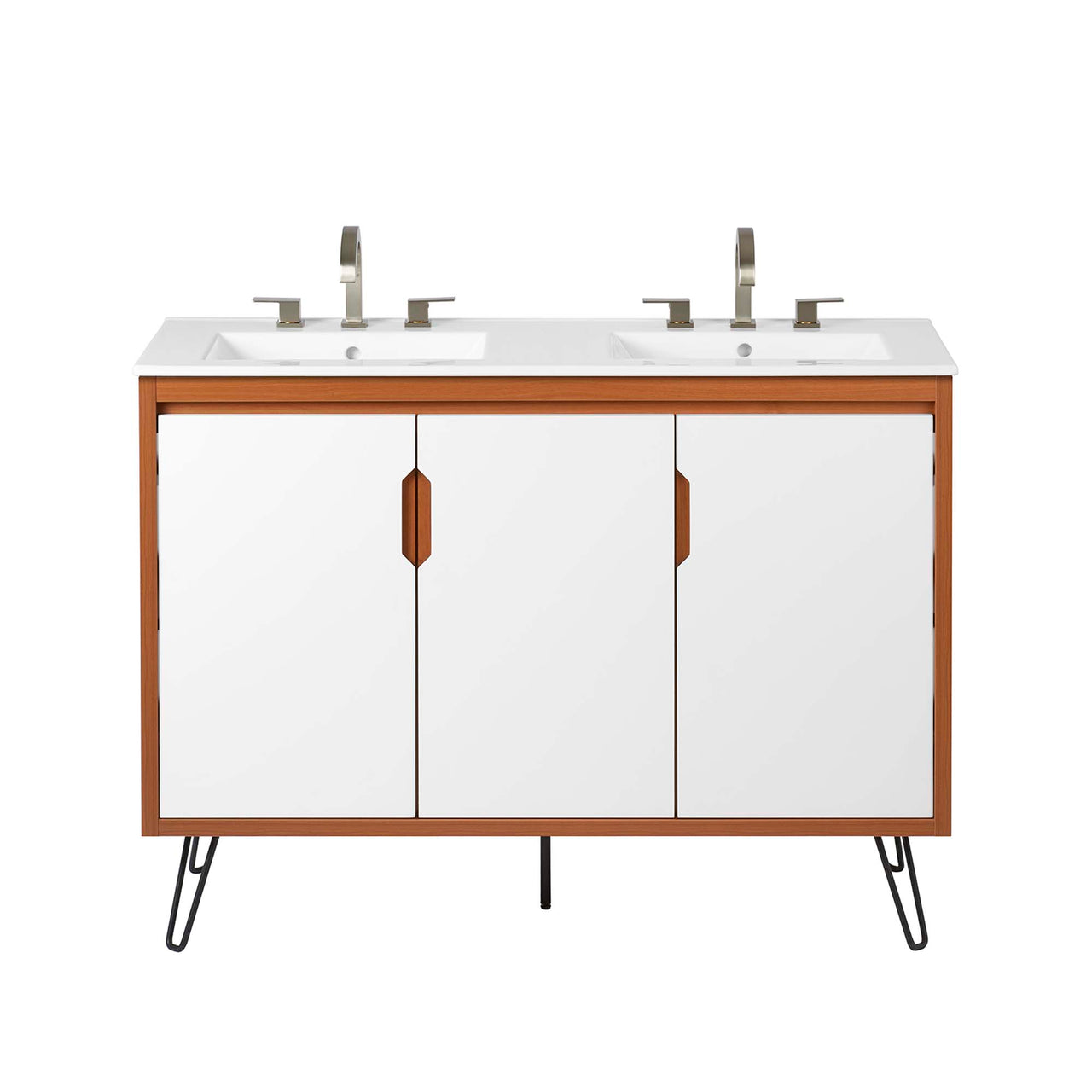 Starfire Double Sink Vanity Unit, Extra Large, Coral & White