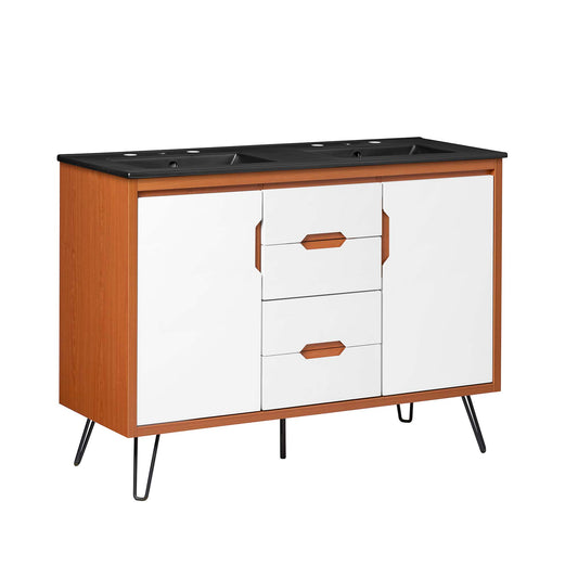 Starfire Double Sink Vanity Unit, Extra Large, Coral & Black