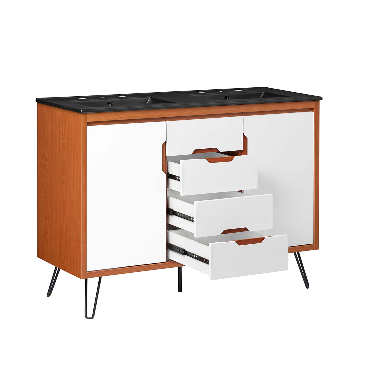 Starfire Double Sink Vanity Unit, Extra Large, Coral & Black