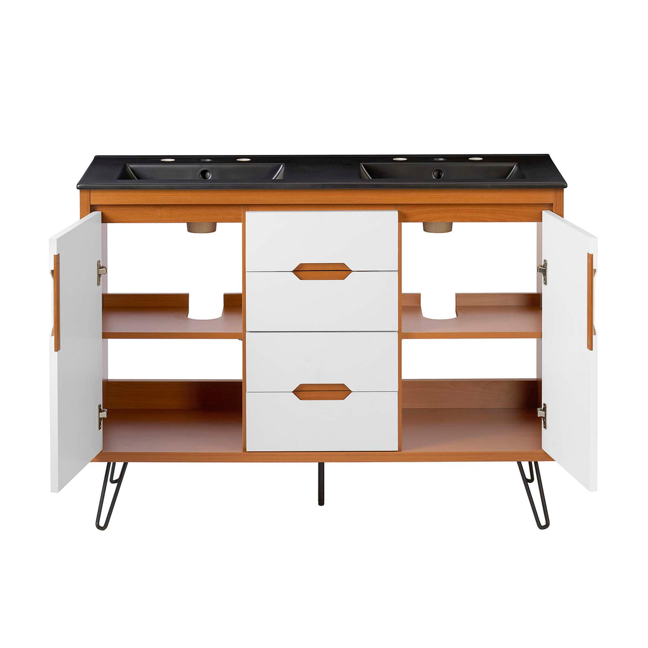 Starfire Double Sink Vanity Unit, Extra Large, Coral & Black