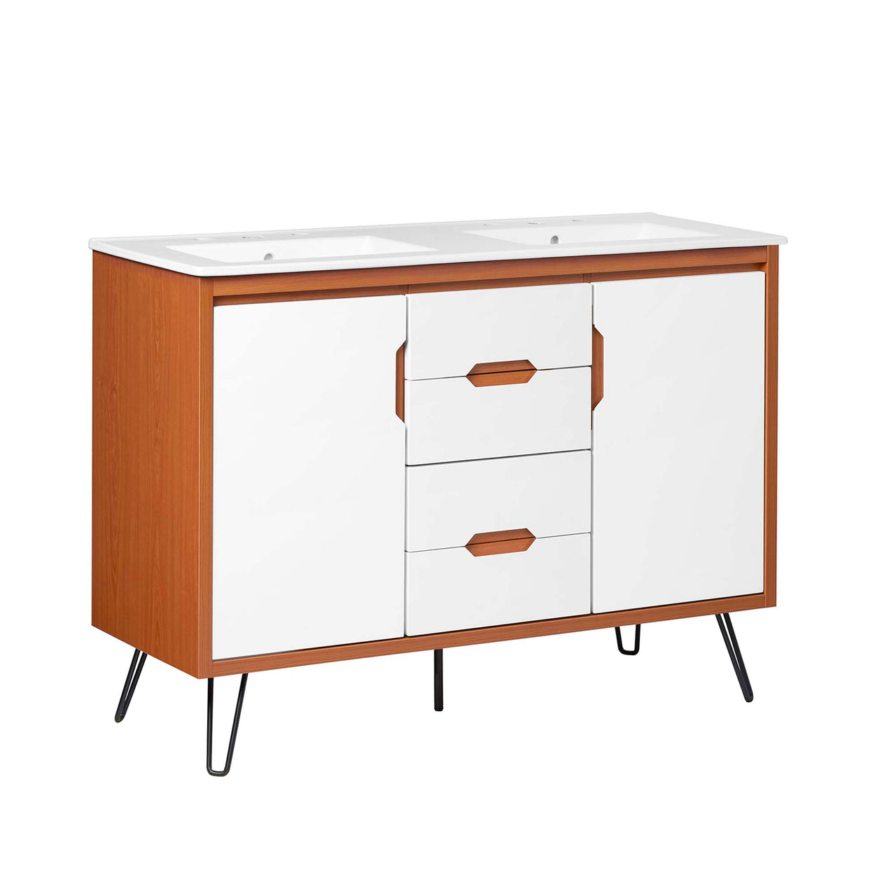 Starfire Double Sink Vanity Unit, Extra Large, Coral & White