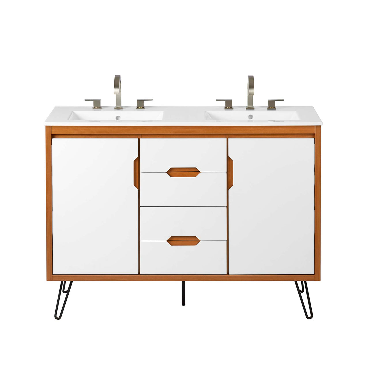 Starfire Double Sink Vanity Unit, Extra Large, Coral & White