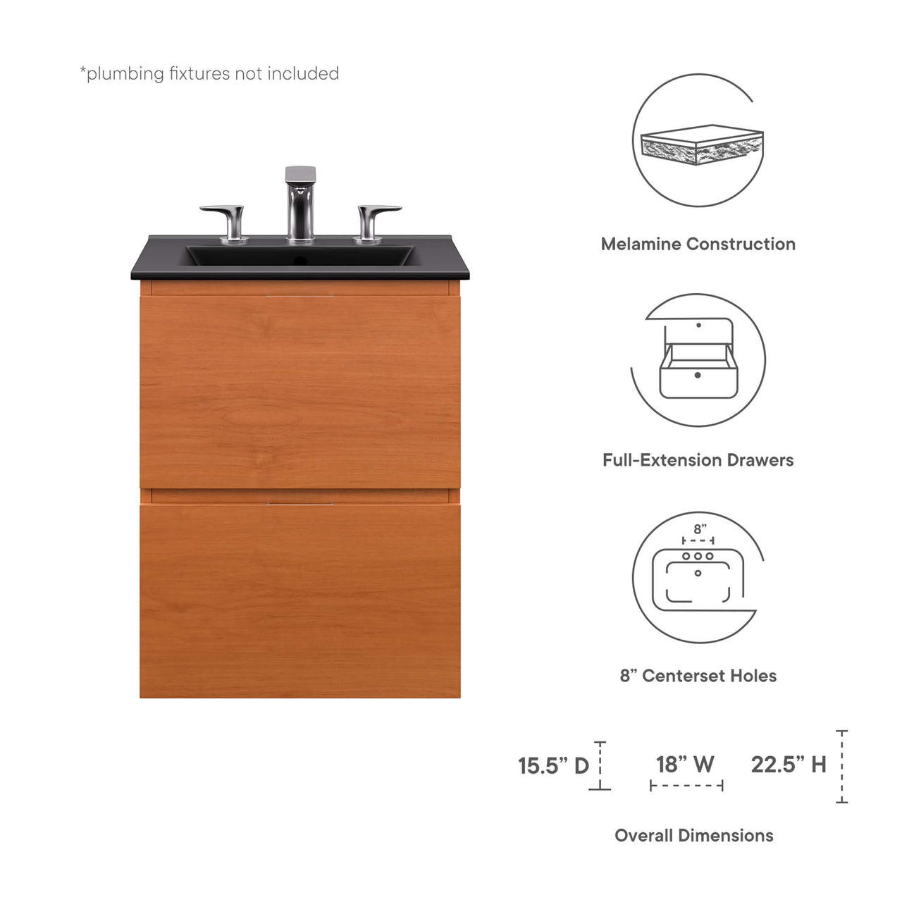 Cinnara Floating Vanity Unit, Extra Small, Coral & Black