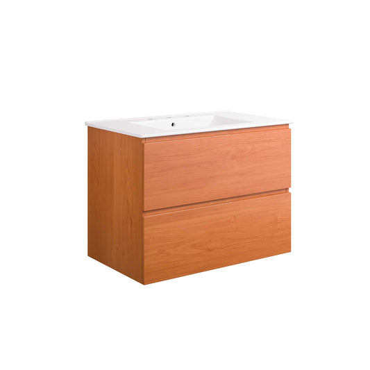 Cinnara Floating Vanity Unit, Medium, Coral & White