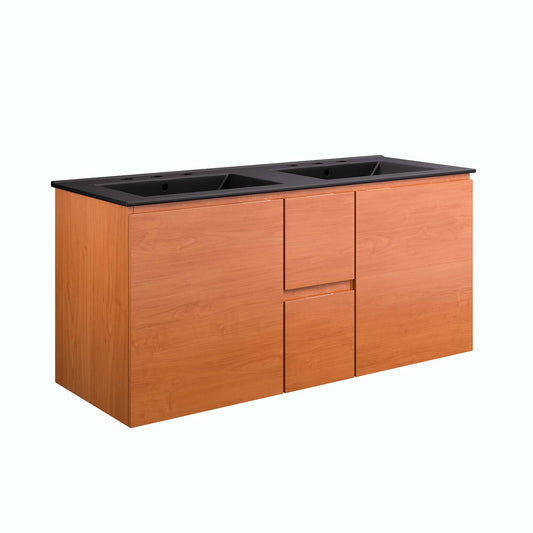 Cinnara Double Floating Vanity Unit, Extra Large, Coral & Black