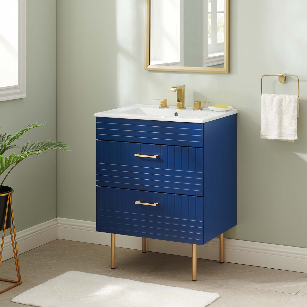 Dawnridge Vanity Unit, Blue & White