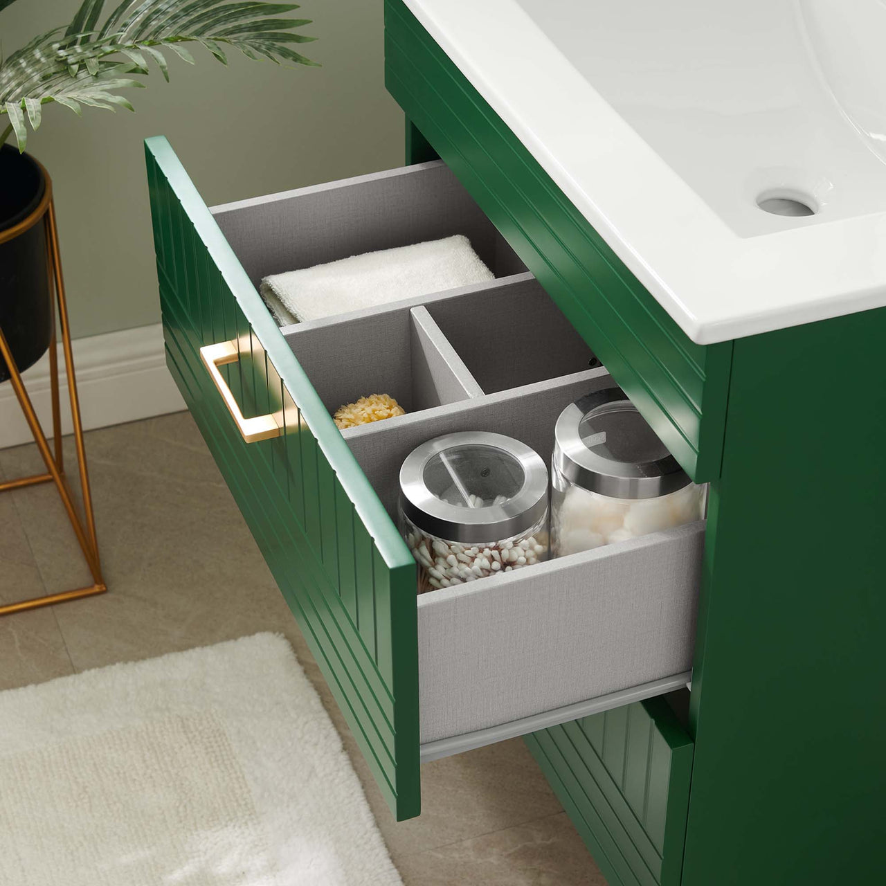 Dawnridge Vanity Unit, Green & White