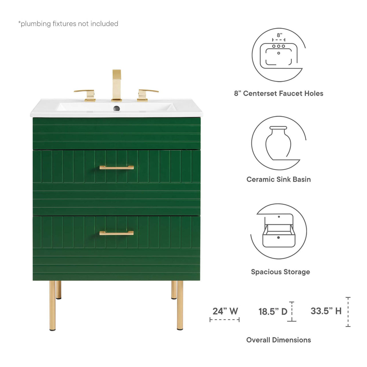 Dawnridge Vanity Unit, Green & White