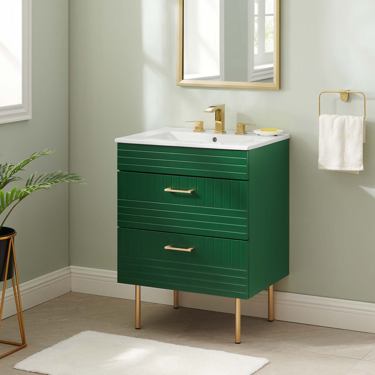 Dawnridge Vanity Unit, Green & White