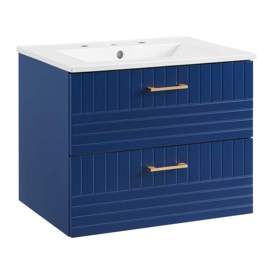 Dawnridge Levitating Vanity Unit, Blue & White