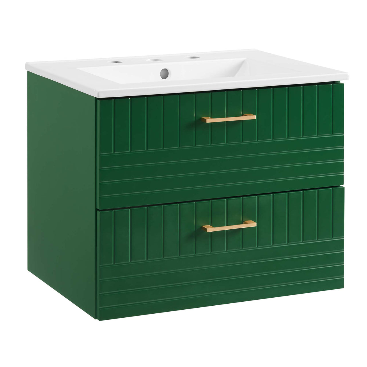 Dawnridge Levitating Vanity Unit, Green & White