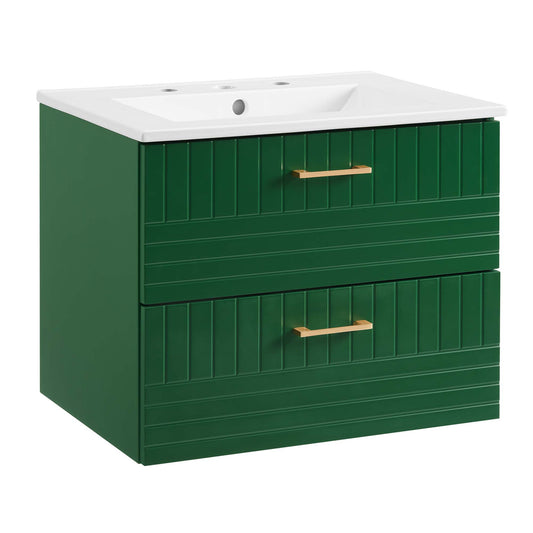 Dawnridge Levitating Vanity Unit, Green & White