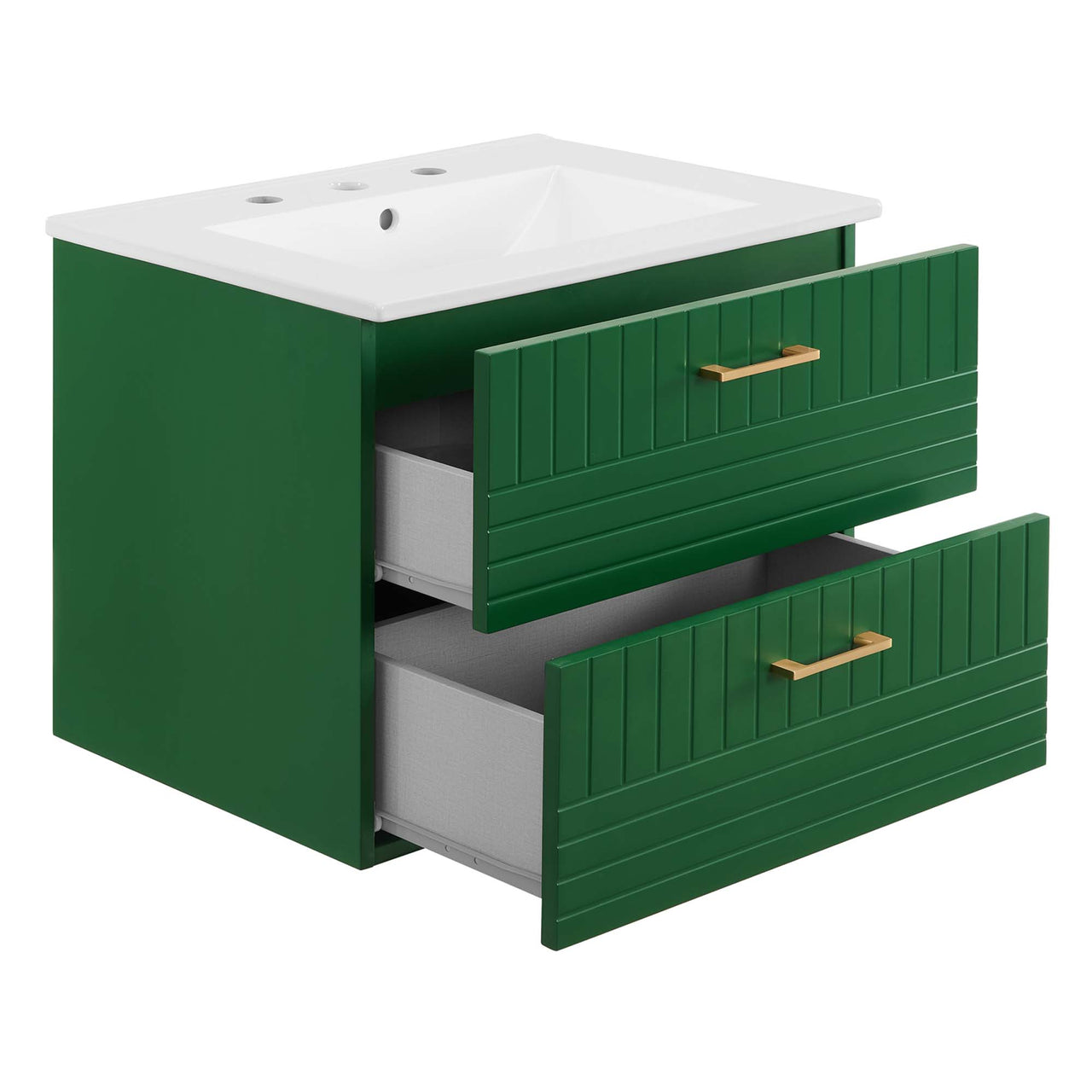 Dawnridge Levitating Vanity Unit, Green & White