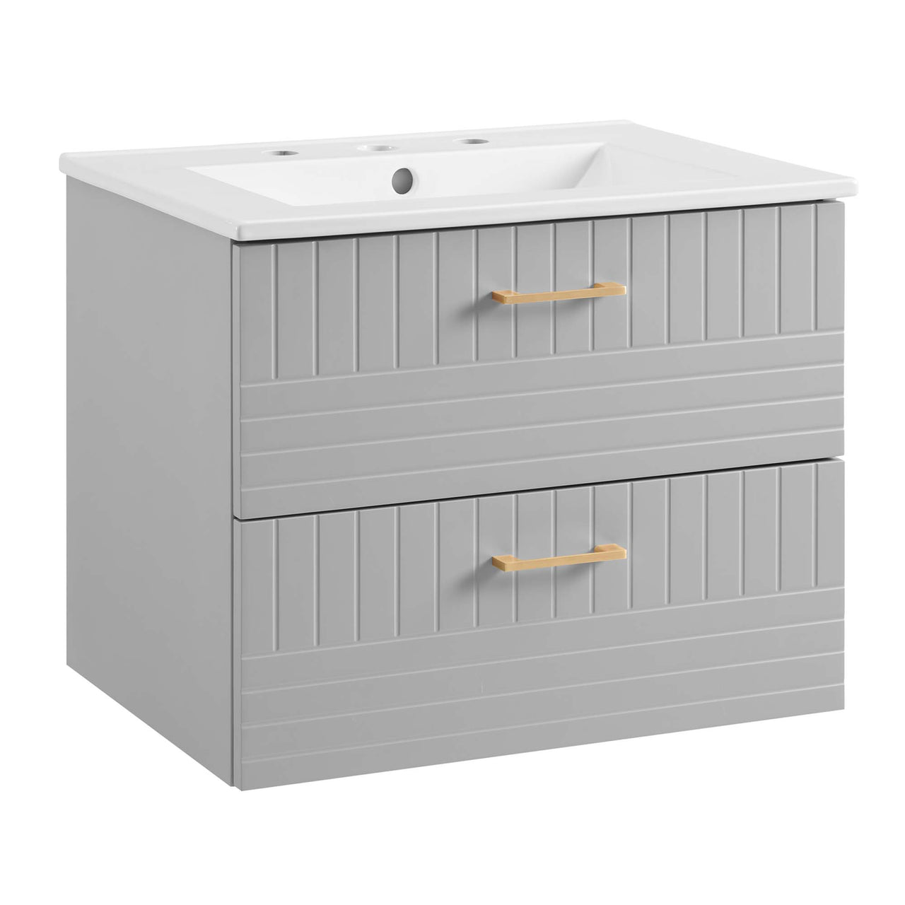 Dawnridge Levitating Vanity Unit, Light Gray & White