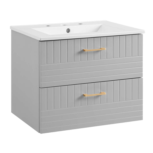 Dawnridge Levitating Vanity Unit, Light Gray & White