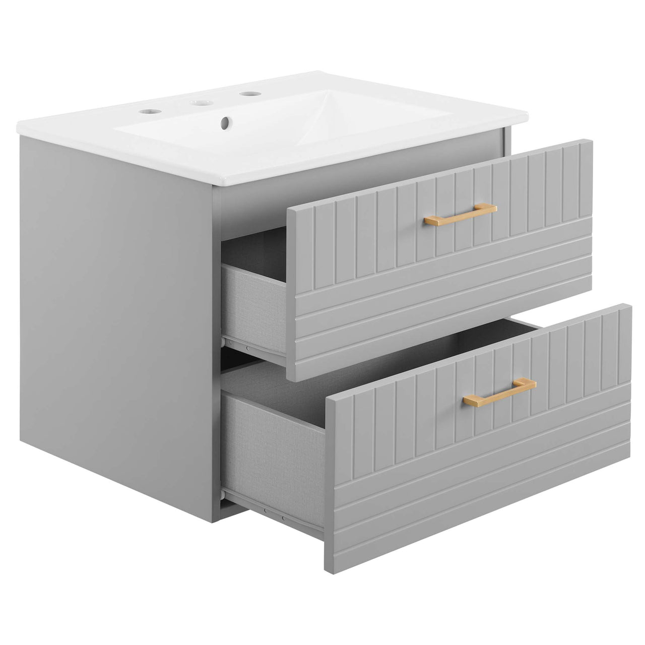 Dawnridge Levitating Vanity Unit, Light Gray & White
