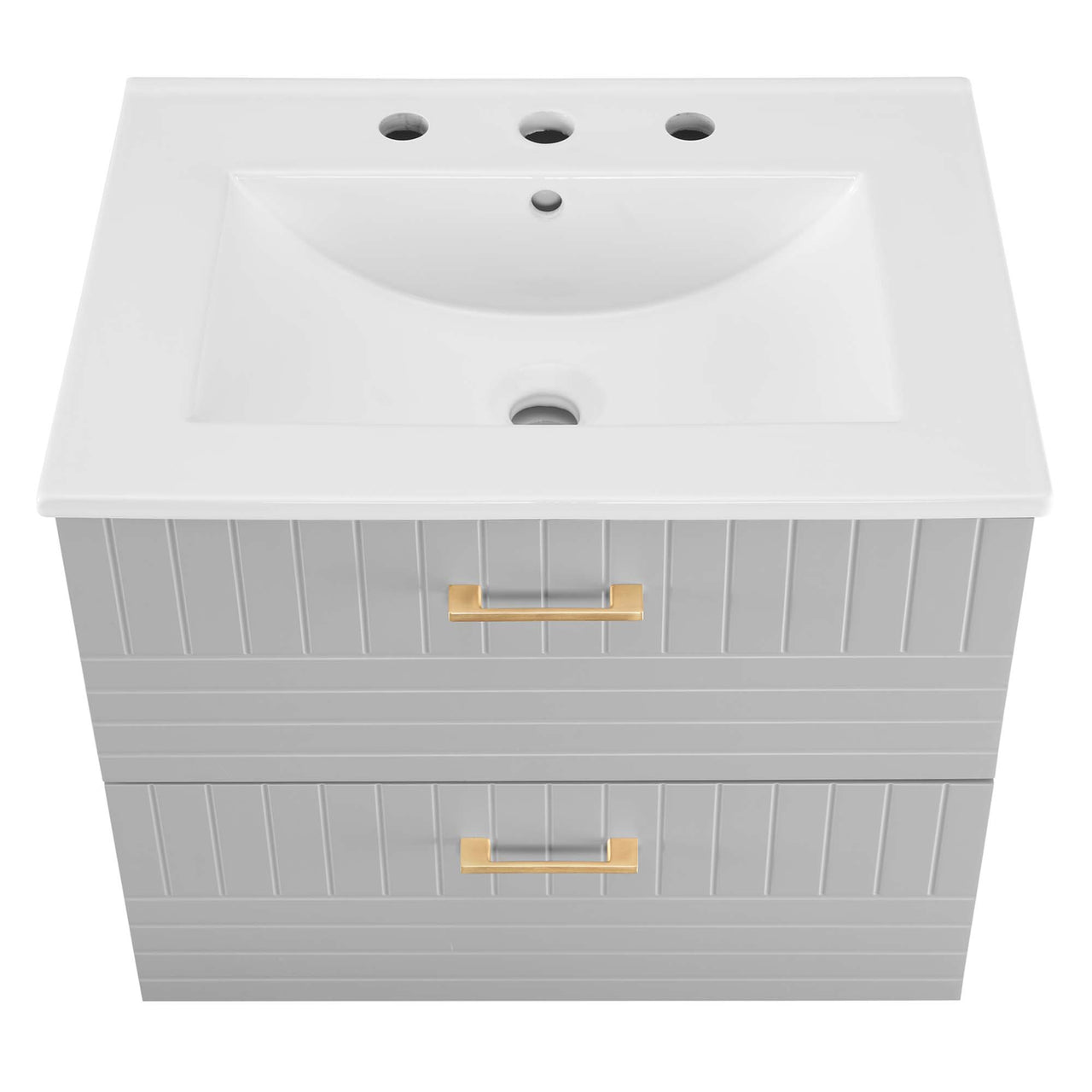 Dawnridge Levitating Vanity Unit, Light Gray & White
