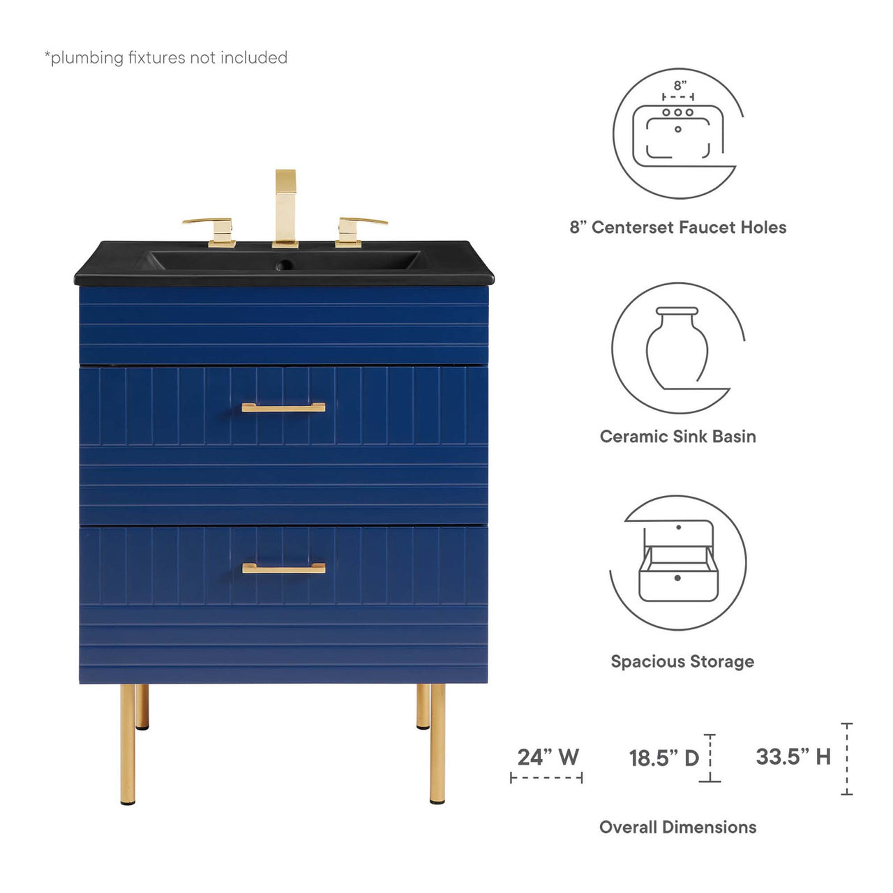 Dawnridge Vanity Unit, Blue & Black