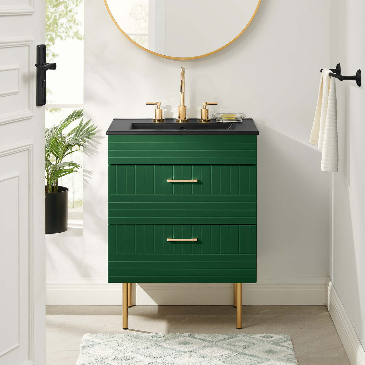 Dawnridge Vanity Unit, Green & Black