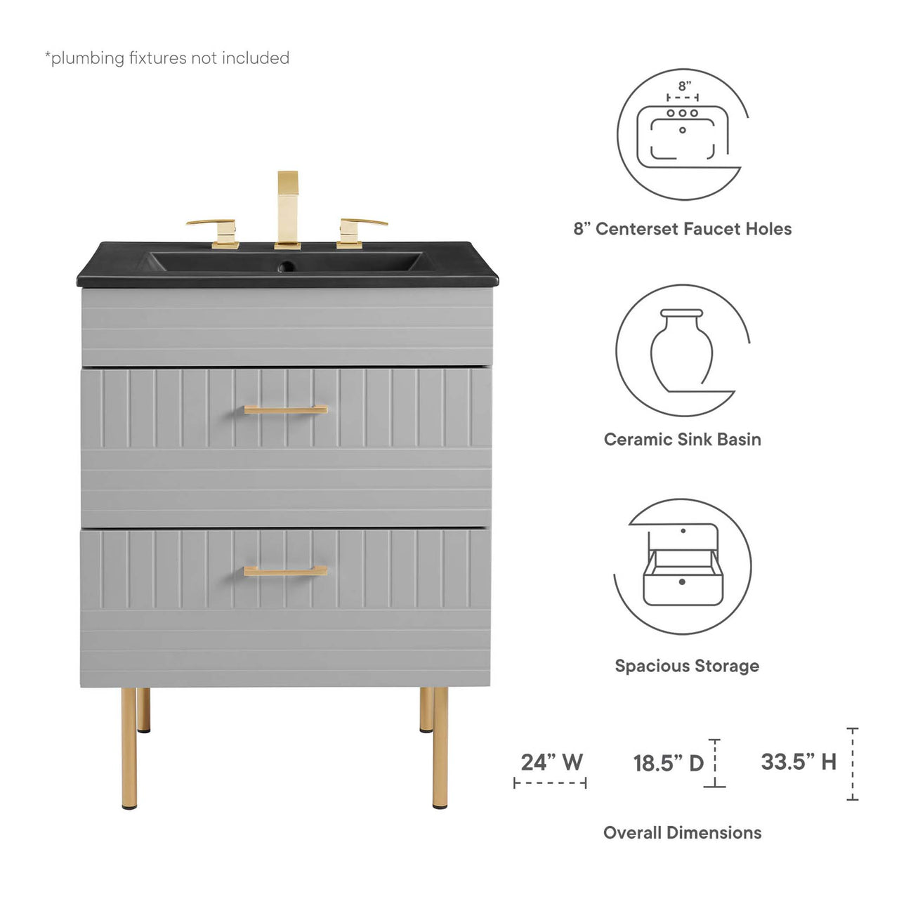 Dawnridge Vanity Unit, Light Gray & Black