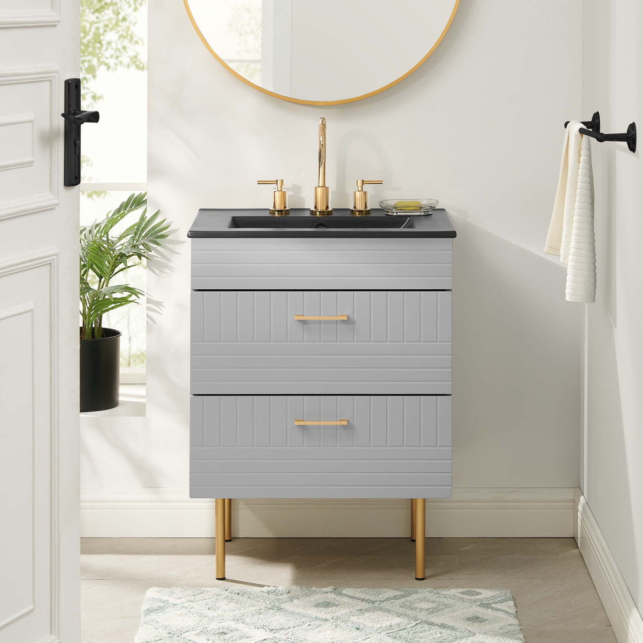 Dawnridge Vanity Unit, Light Gray & Black