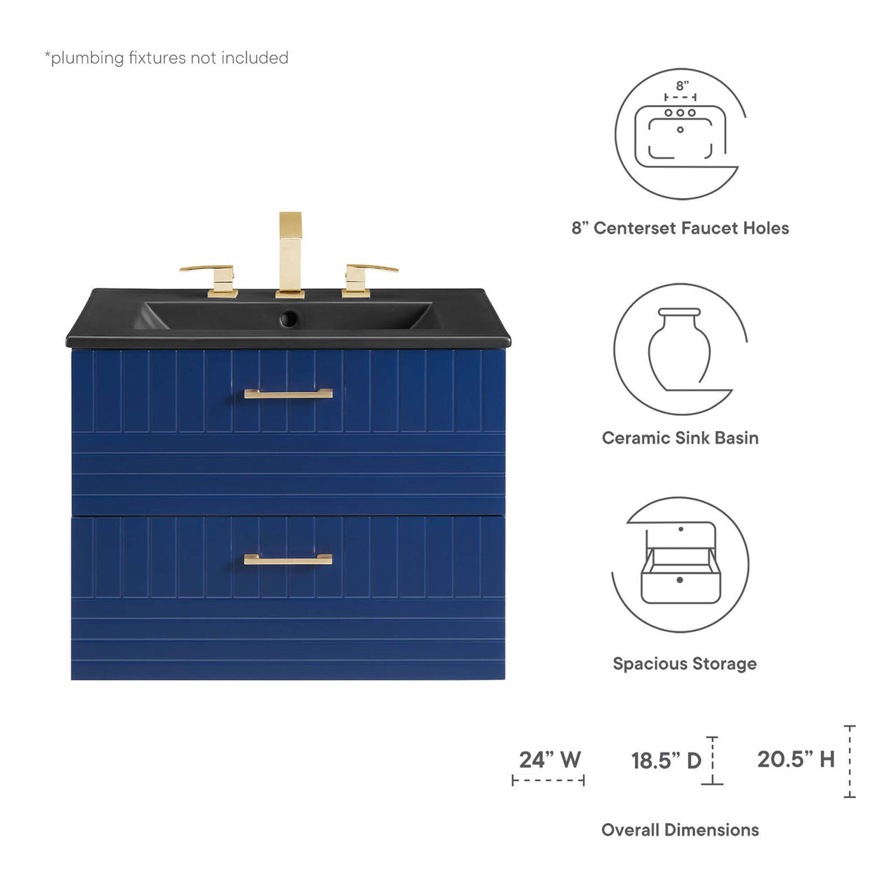Dawnridge Levitating Vanity Unit, Blue & Black