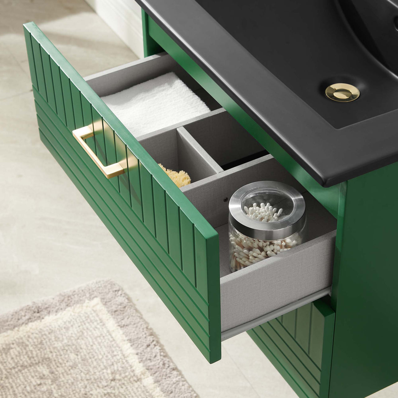 Dawnridge Levitating Vanity Unit, Green & Black