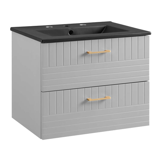 Dawnridge Levitating Vanity Unit, Light Gray & Black