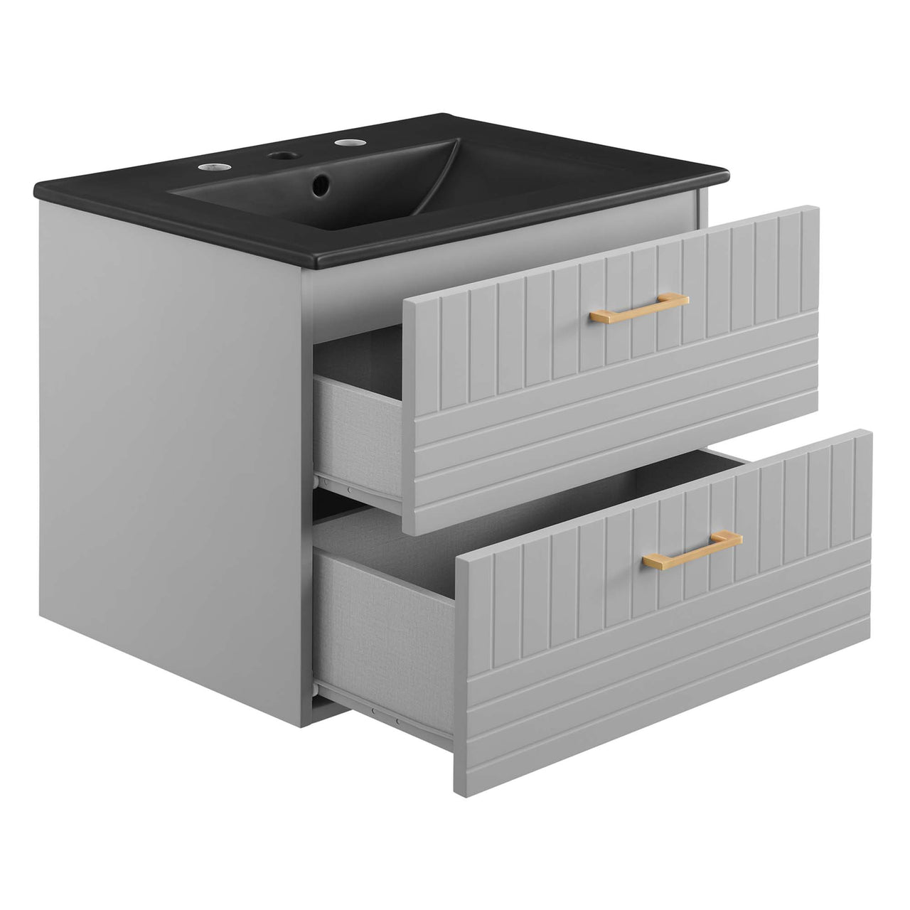 Dawnridge Levitating Vanity Unit, Light Gray & Black