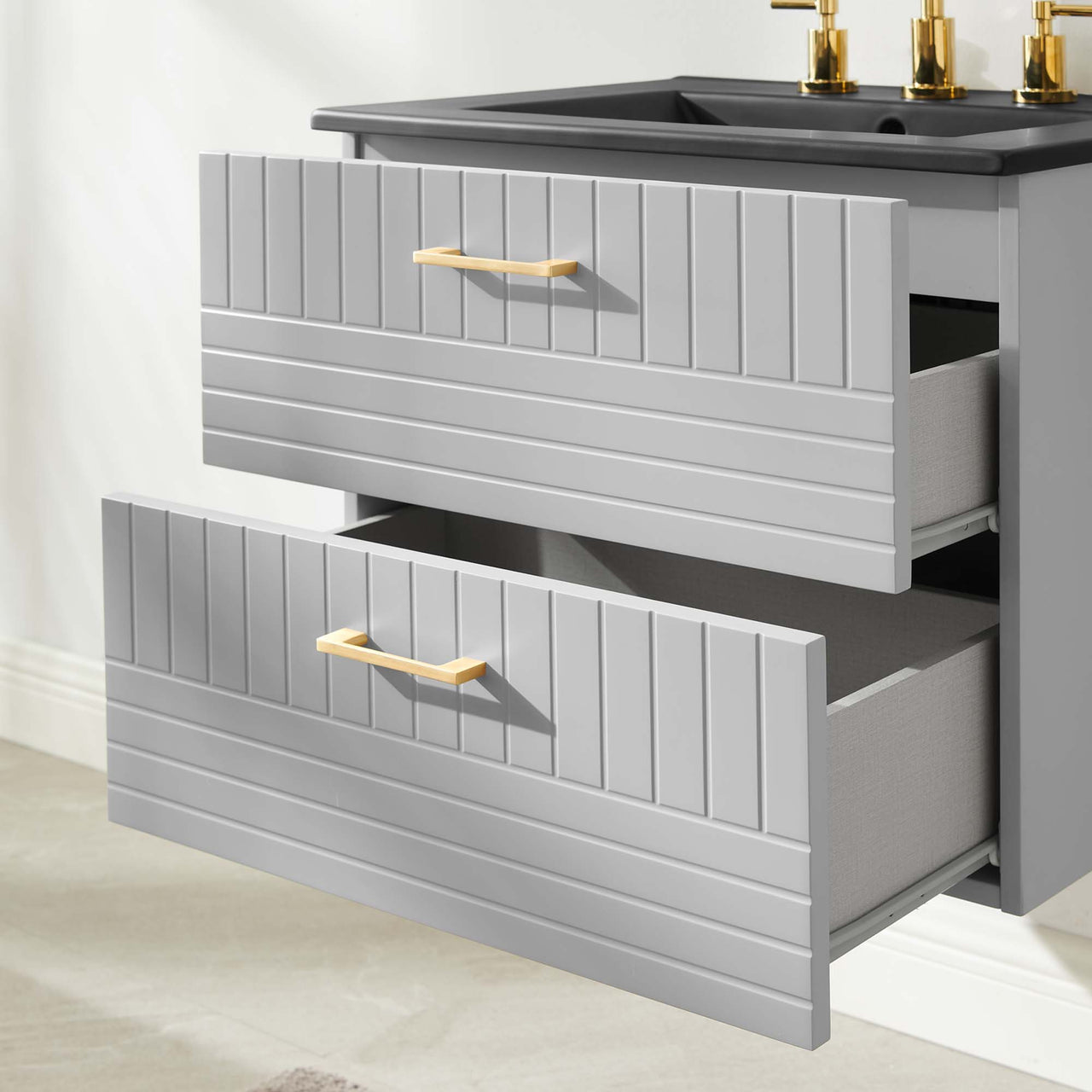 Dawnridge Levitating Vanity Unit, Light Gray & Black