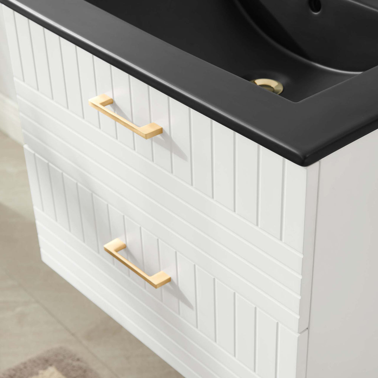 Dawnridge Levitating Vanity Unit, White & Black