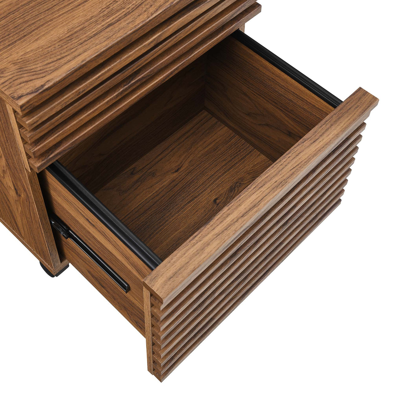 Ventra Wood Desk and File Cabinet Set, Walnut