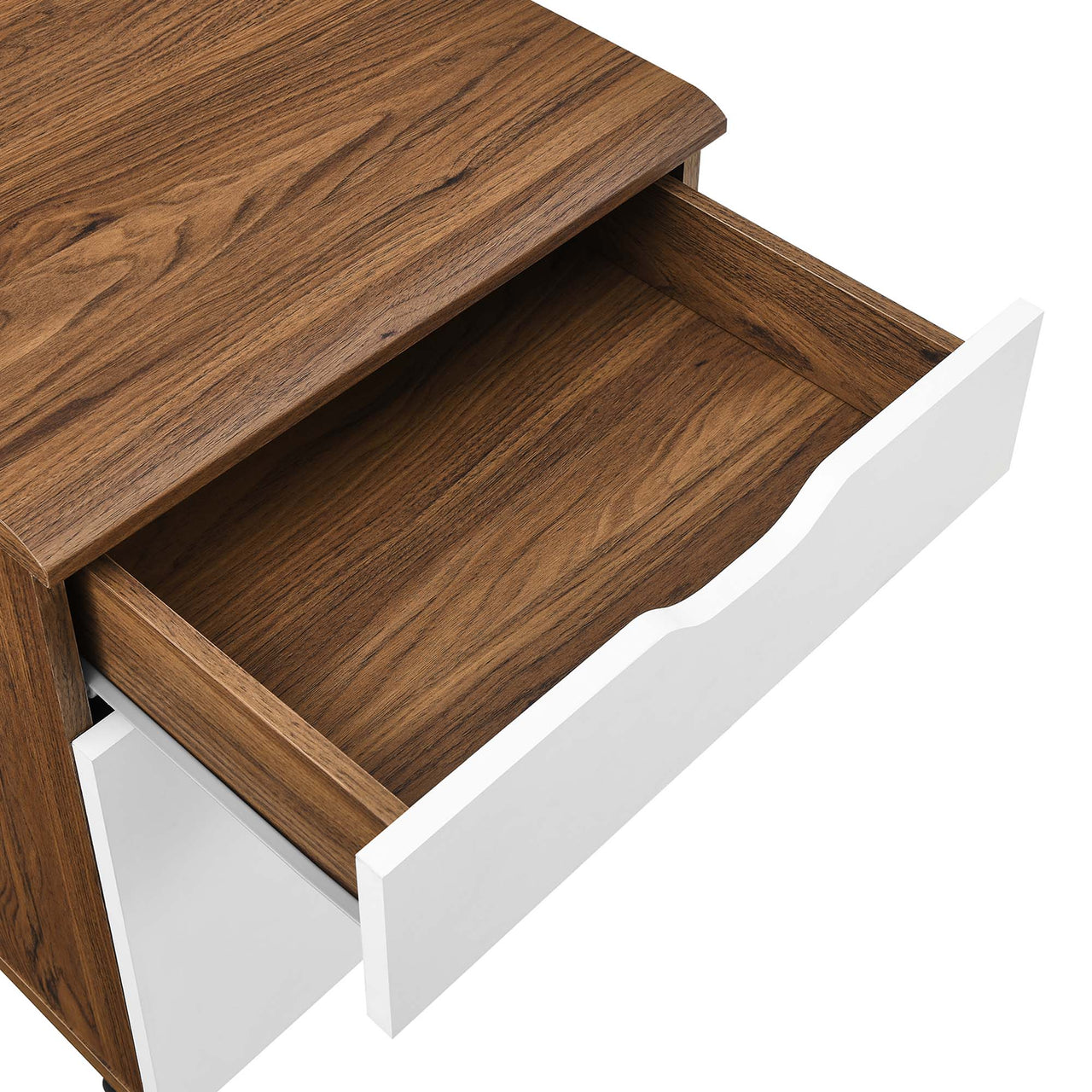 Lunel Desk and File Cabinet Set, Walnut & White
