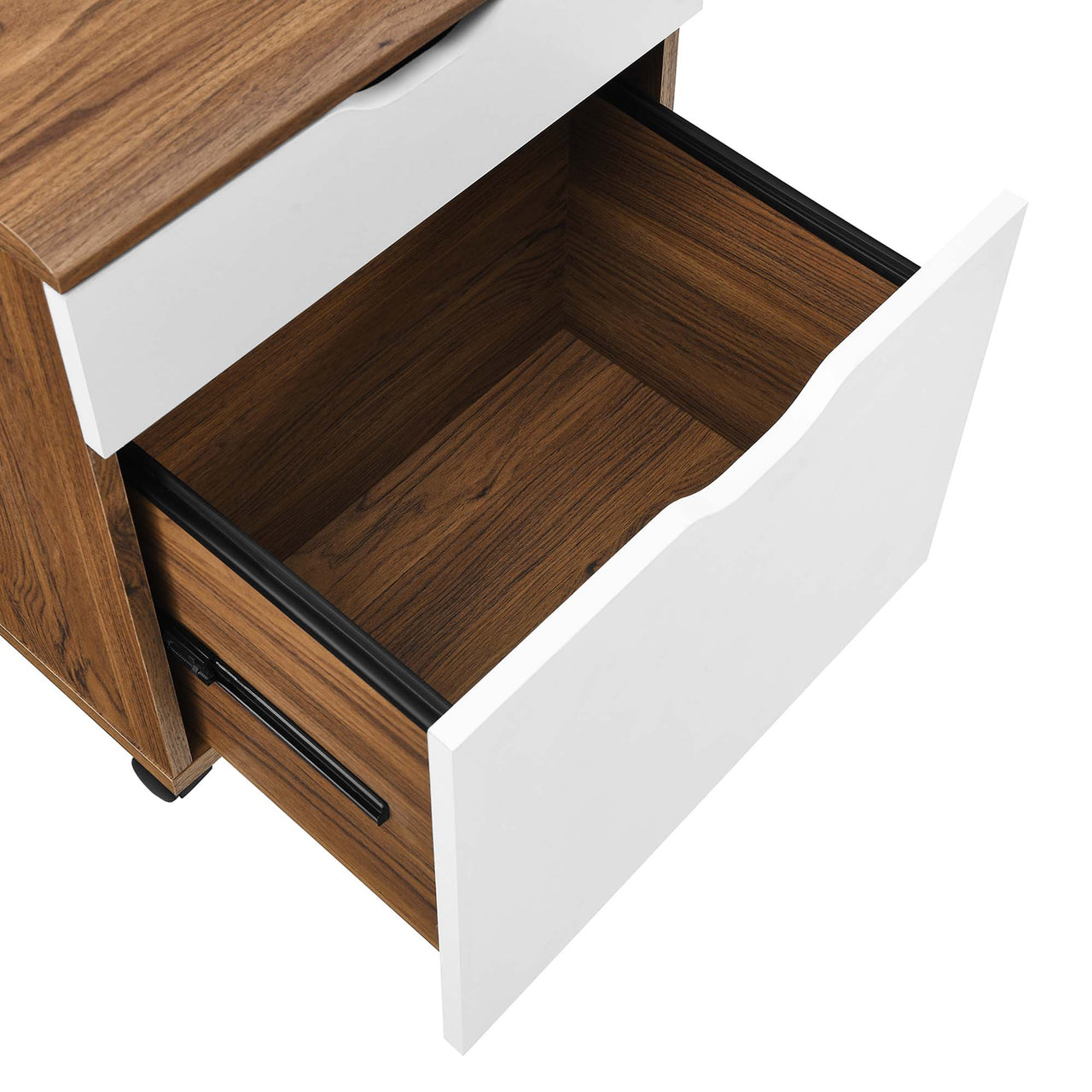 Lunel Desk and File Cabinet Set, Walnut & White