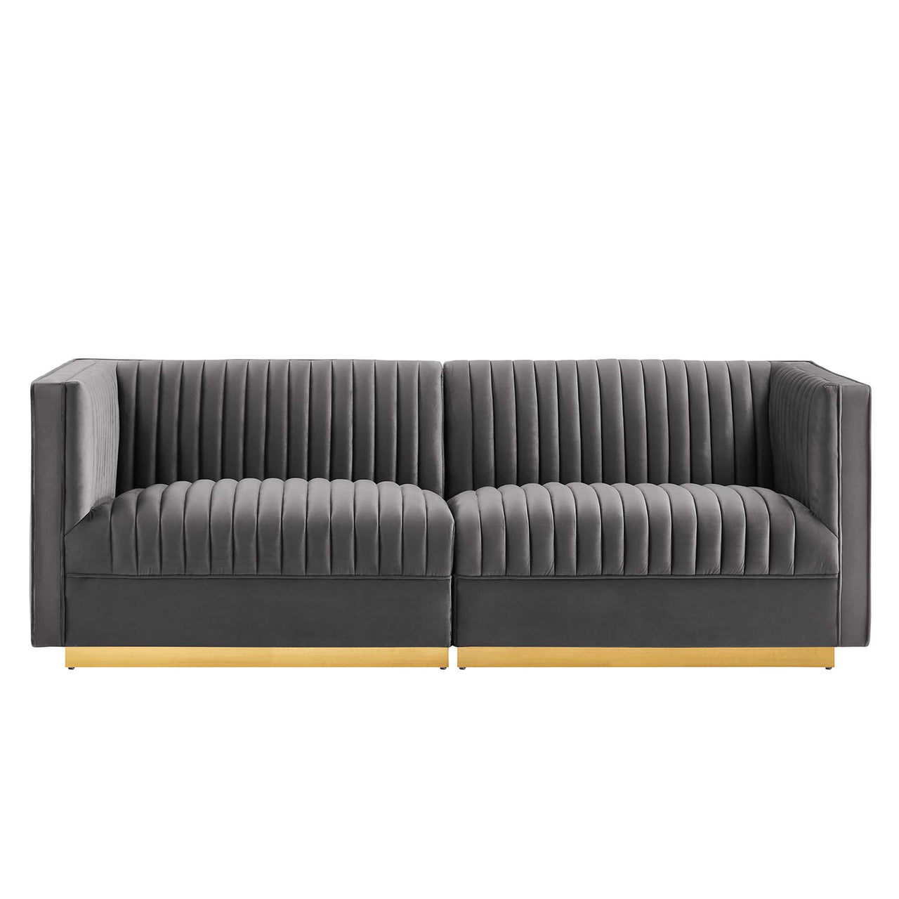 Vladimir Velvet Modular Loveseat Sectional, Gray