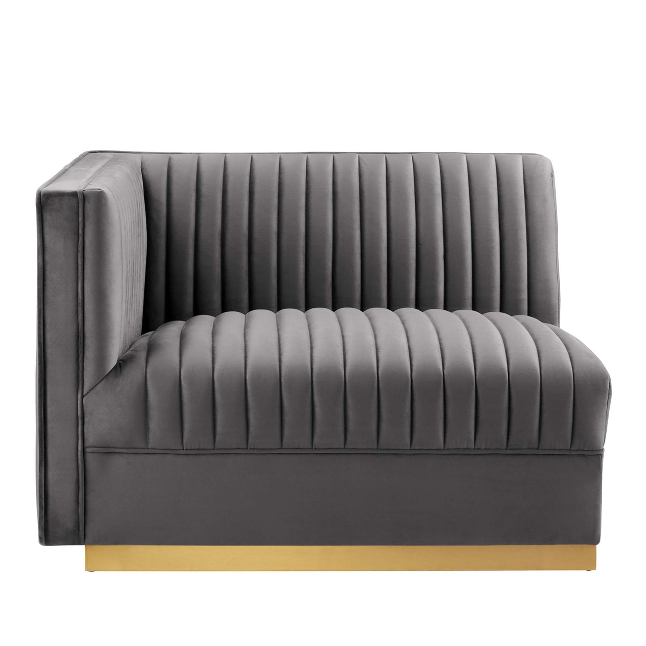 Vladimir Velvet Modular Loveseat Sectional, Gray