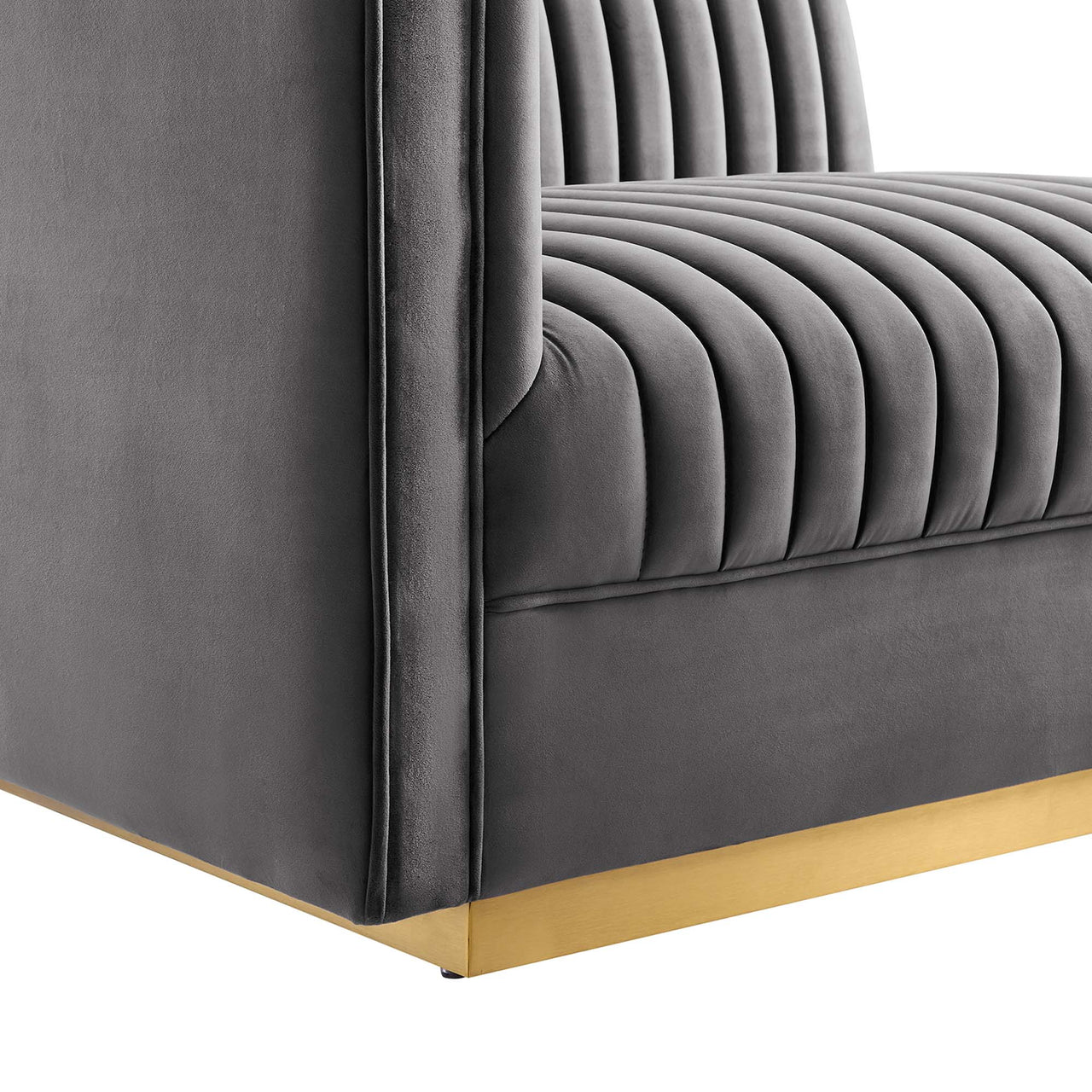 Vladimir Velvet Modular Loveseat Sectional, Gray
