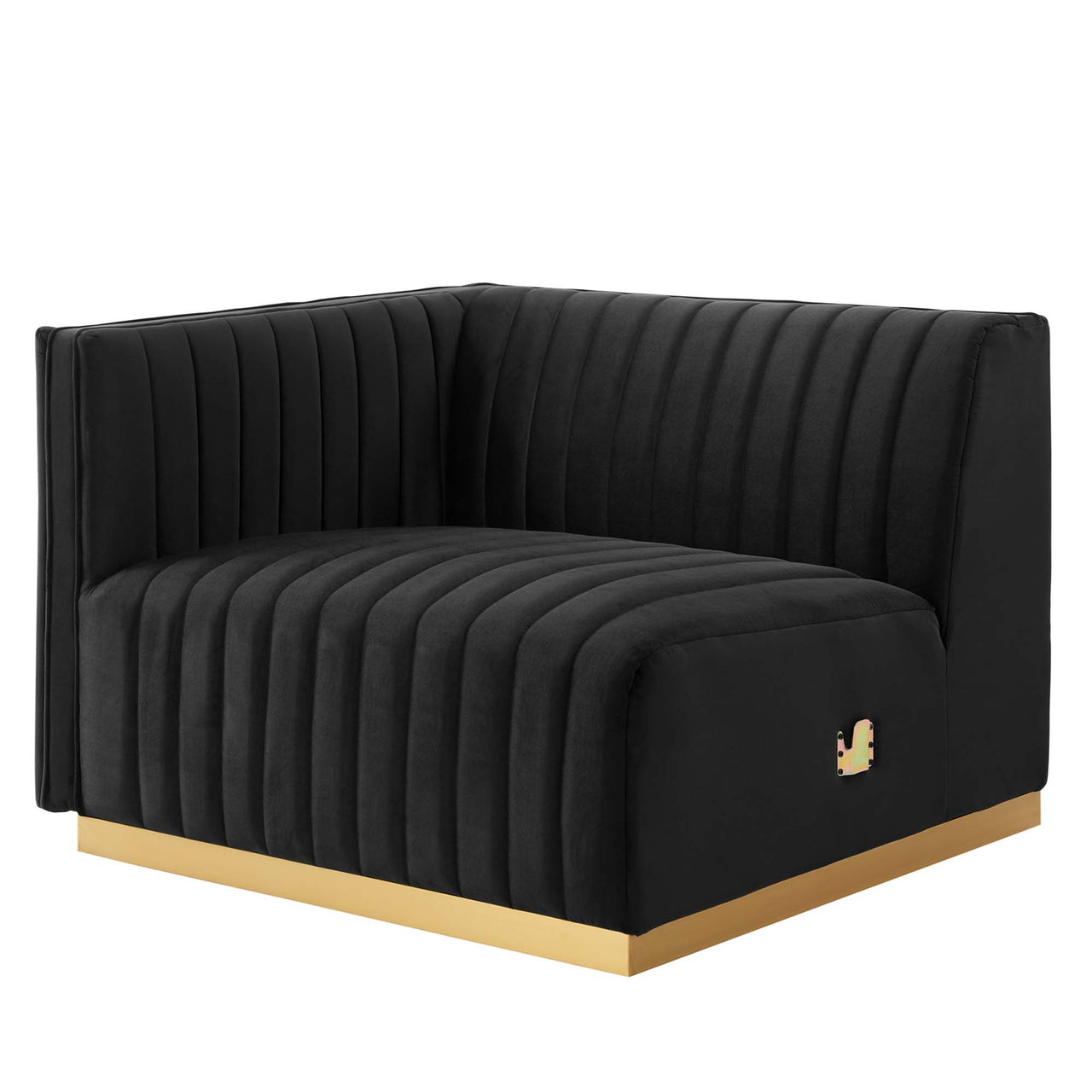 Evoke Velvet Loveseat Sectional, Gold & Black