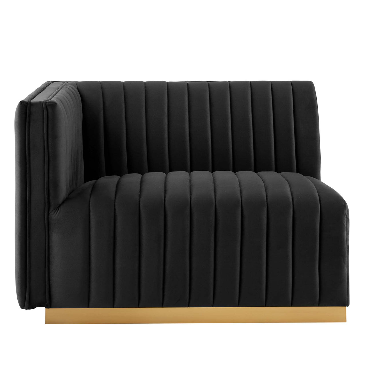 Evoke Velvet Loveseat Sectional, Gold & Black