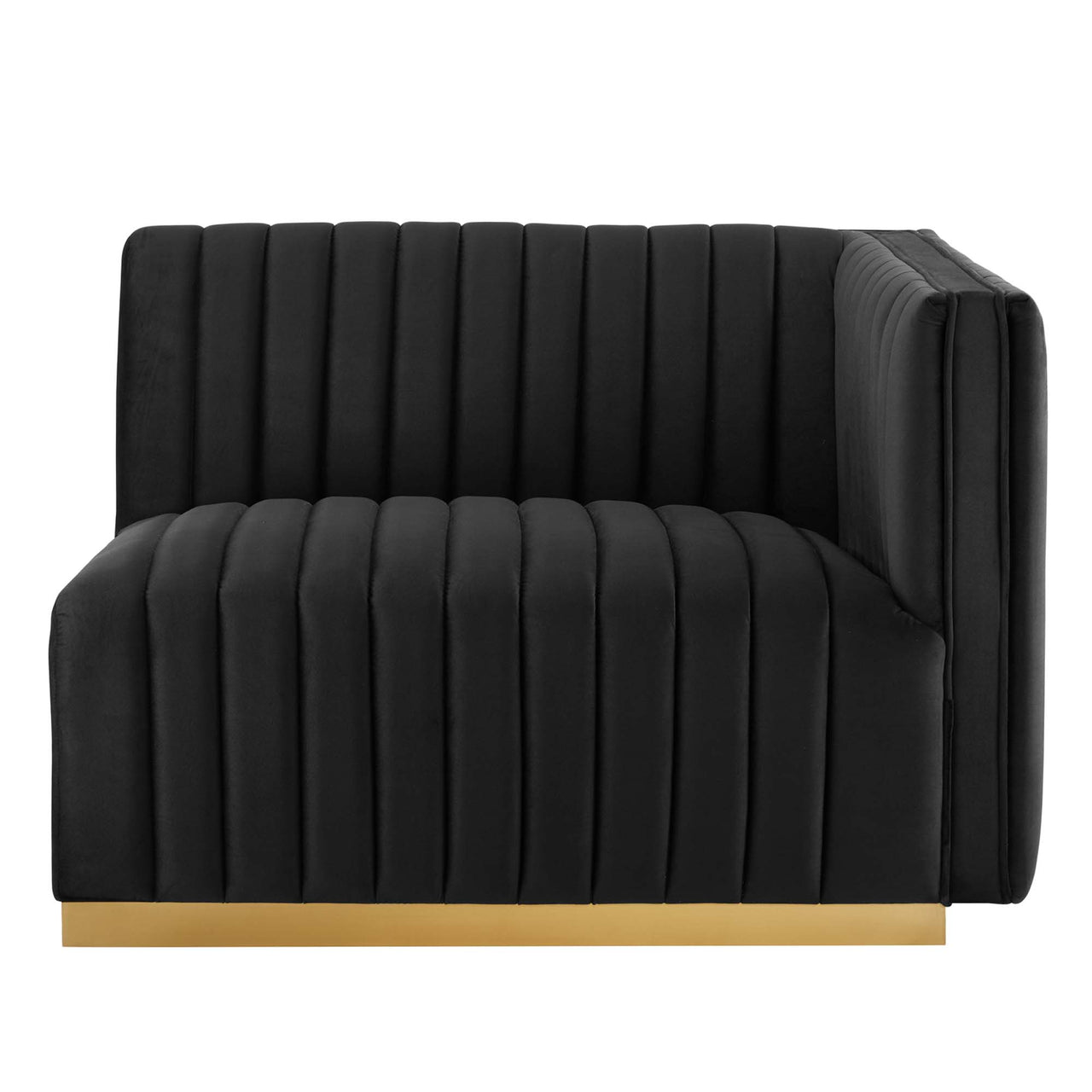 Evoke Velvet Loveseat Sectional, Gold & Black