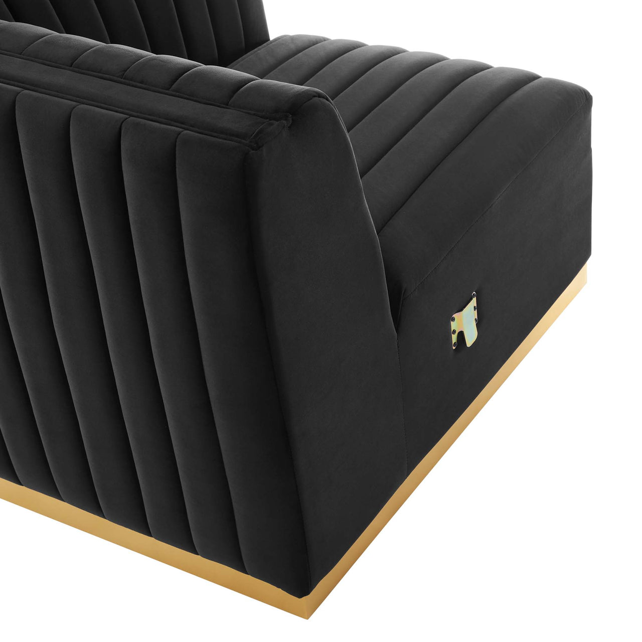 Evoke Velvet Loveseat Sectional, Gold & Black
