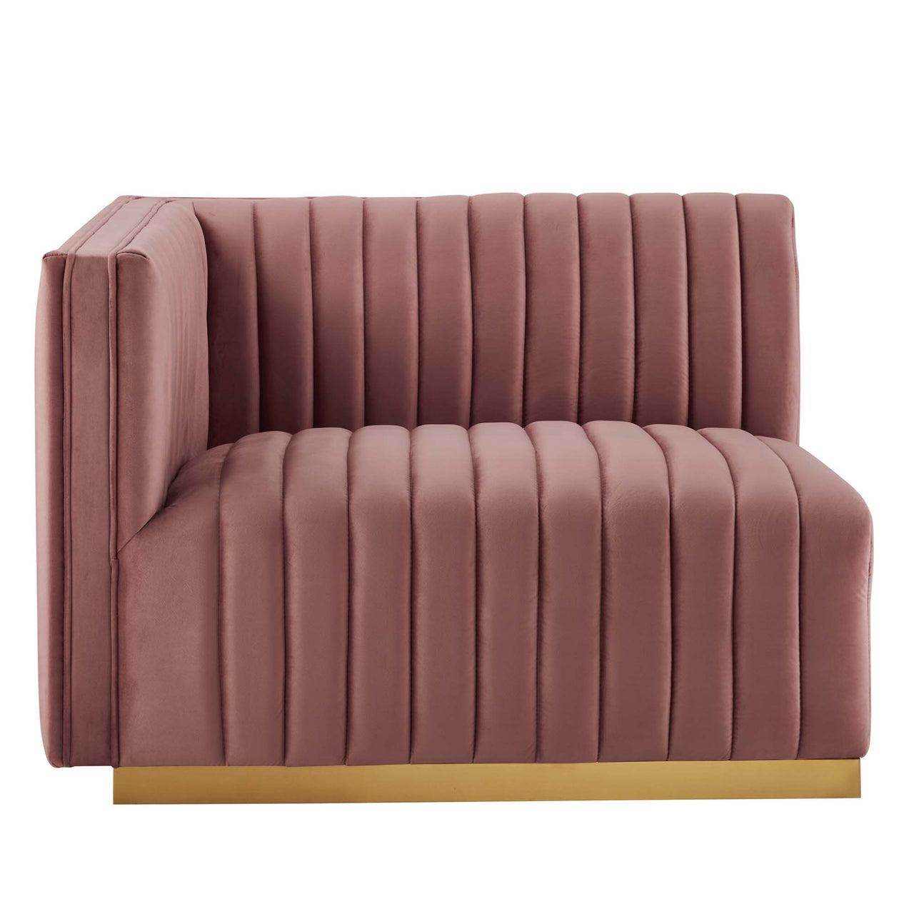 Evoke Velvet Loveseat Sectional, Gold & Dusty Rose