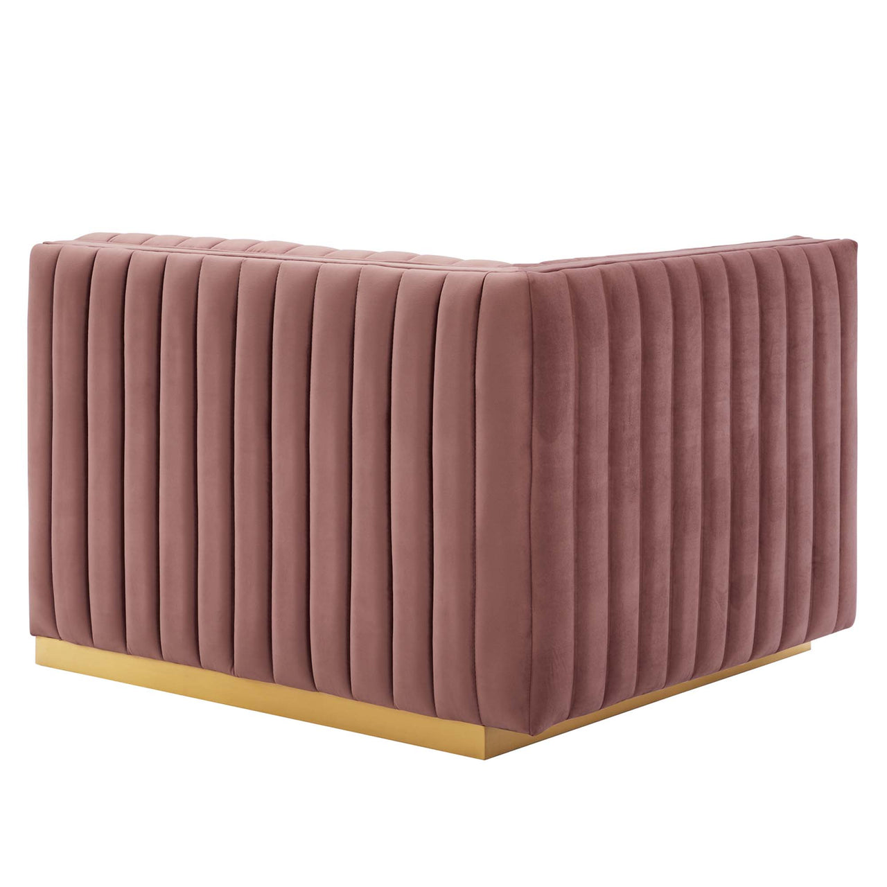 Evoke Velvet Loveseat Sectional, Gold & Dusty Rose