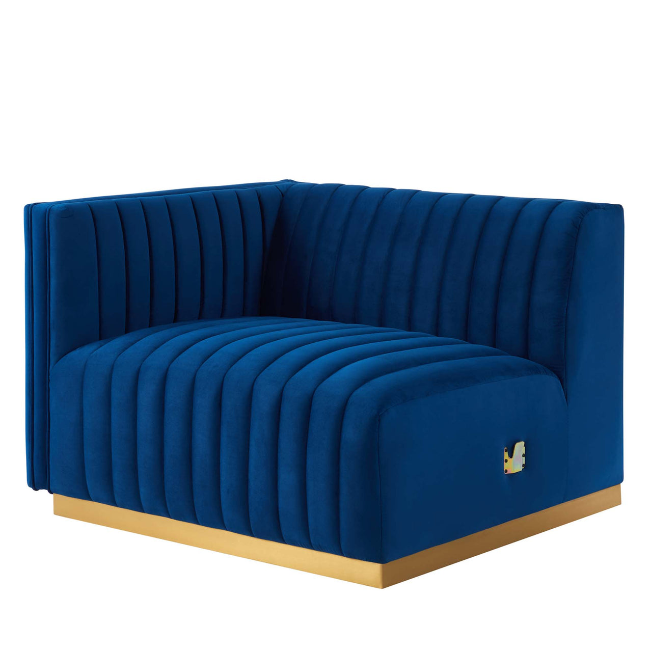 Evoke Velvet Loveseat Sectional, Gold & Navy