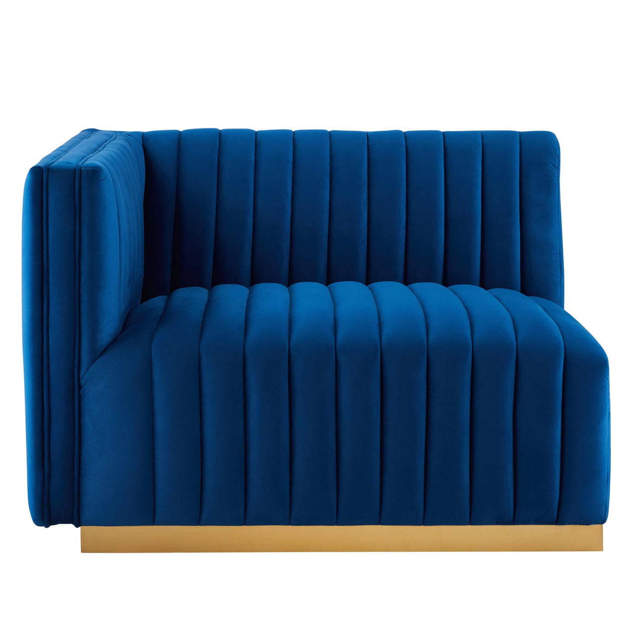 Evoke Velvet Loveseat Sectional, Gold & Navy
