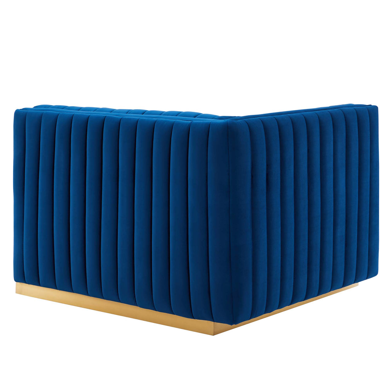 Evoke Velvet Loveseat Sectional, Gold & Navy